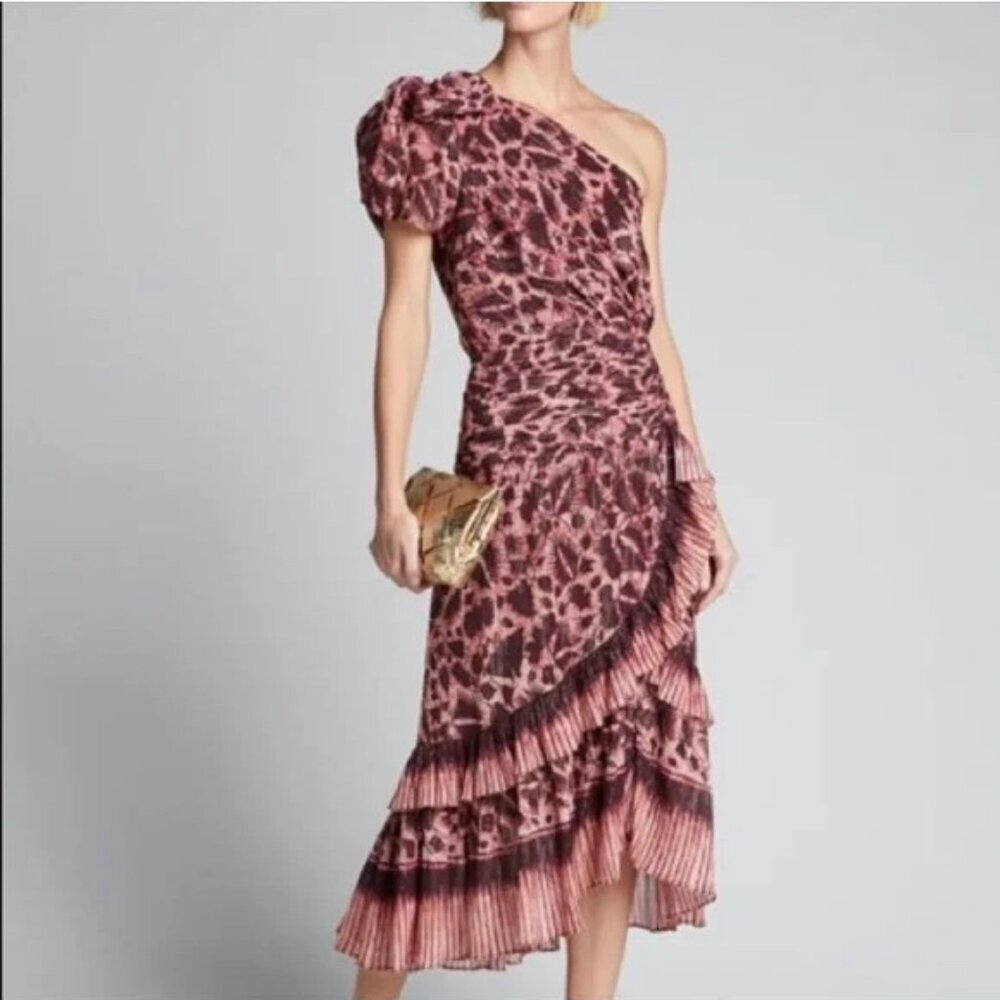 Ulla Johnson Anja One Shoulder Midi Dress Size‎ 2 ($596)